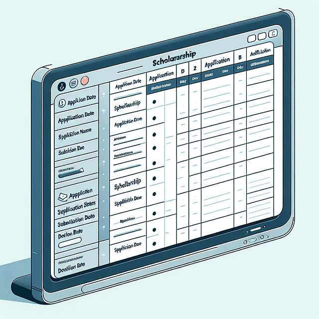 organized scholarship application spreadsheet