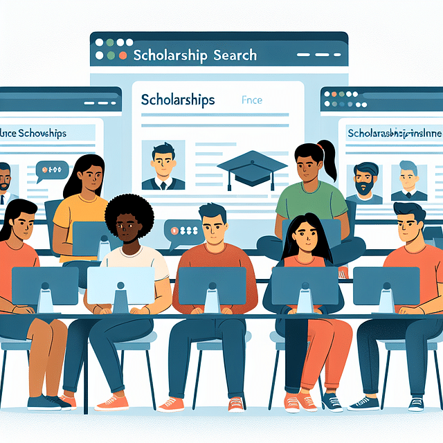 student searching for scholarships online
