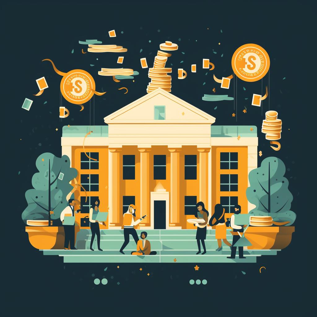Money being transferred to a university